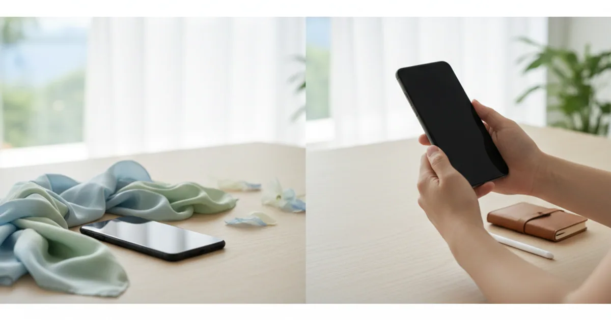 A split scene: one hand drifting endlessly on a phone, another setting the same phone down with a small, satisfied gesture.